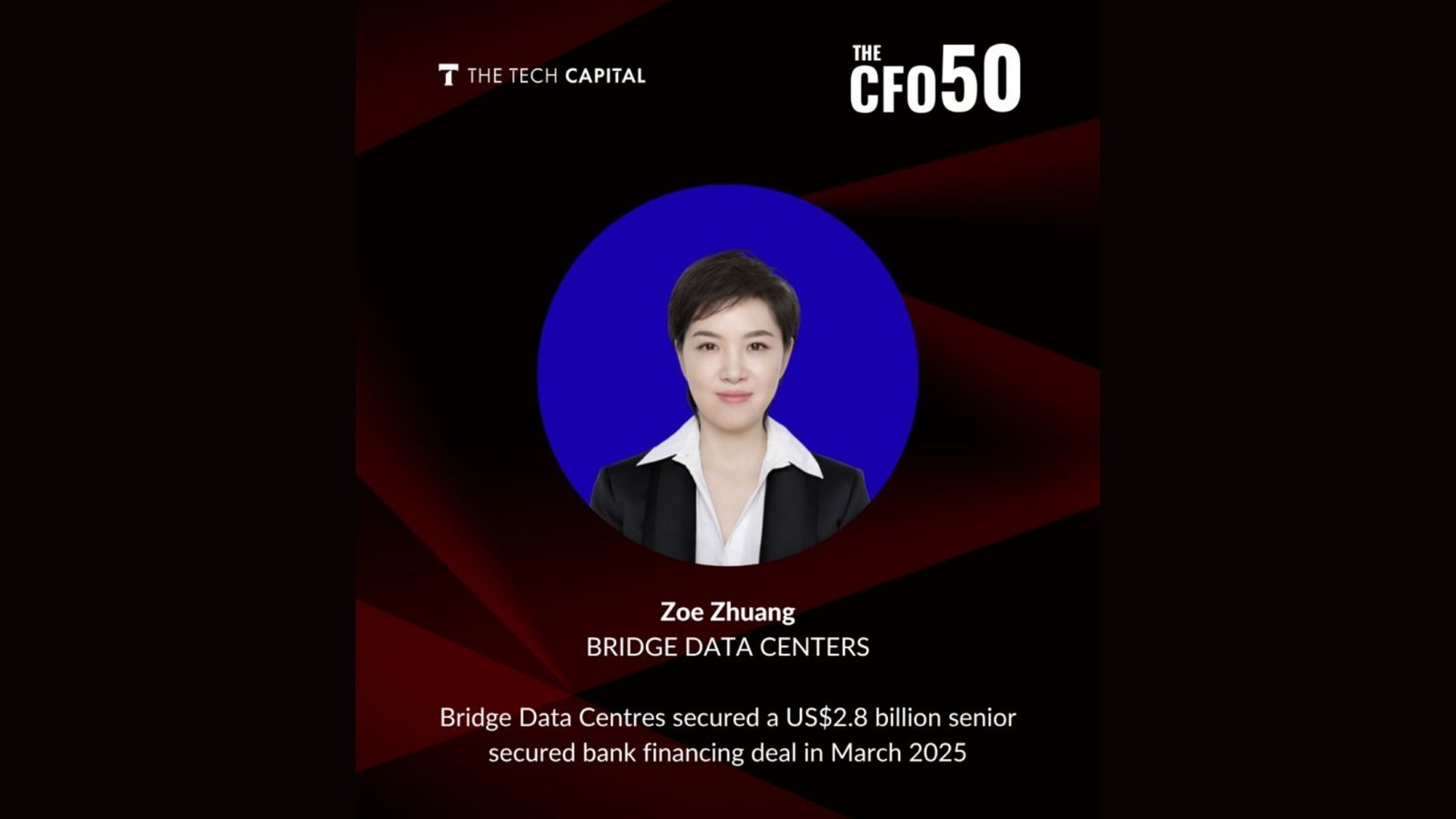 Zoe Zhuang featured in The Tech Capital CFO 50 Class of 2026